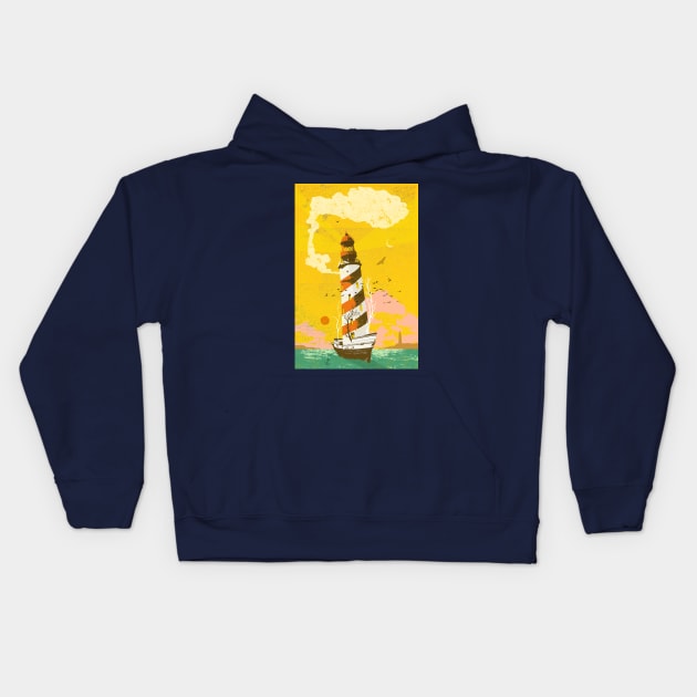 LIGHTHOUSE SHIP Kids Hoodie by Showdeer